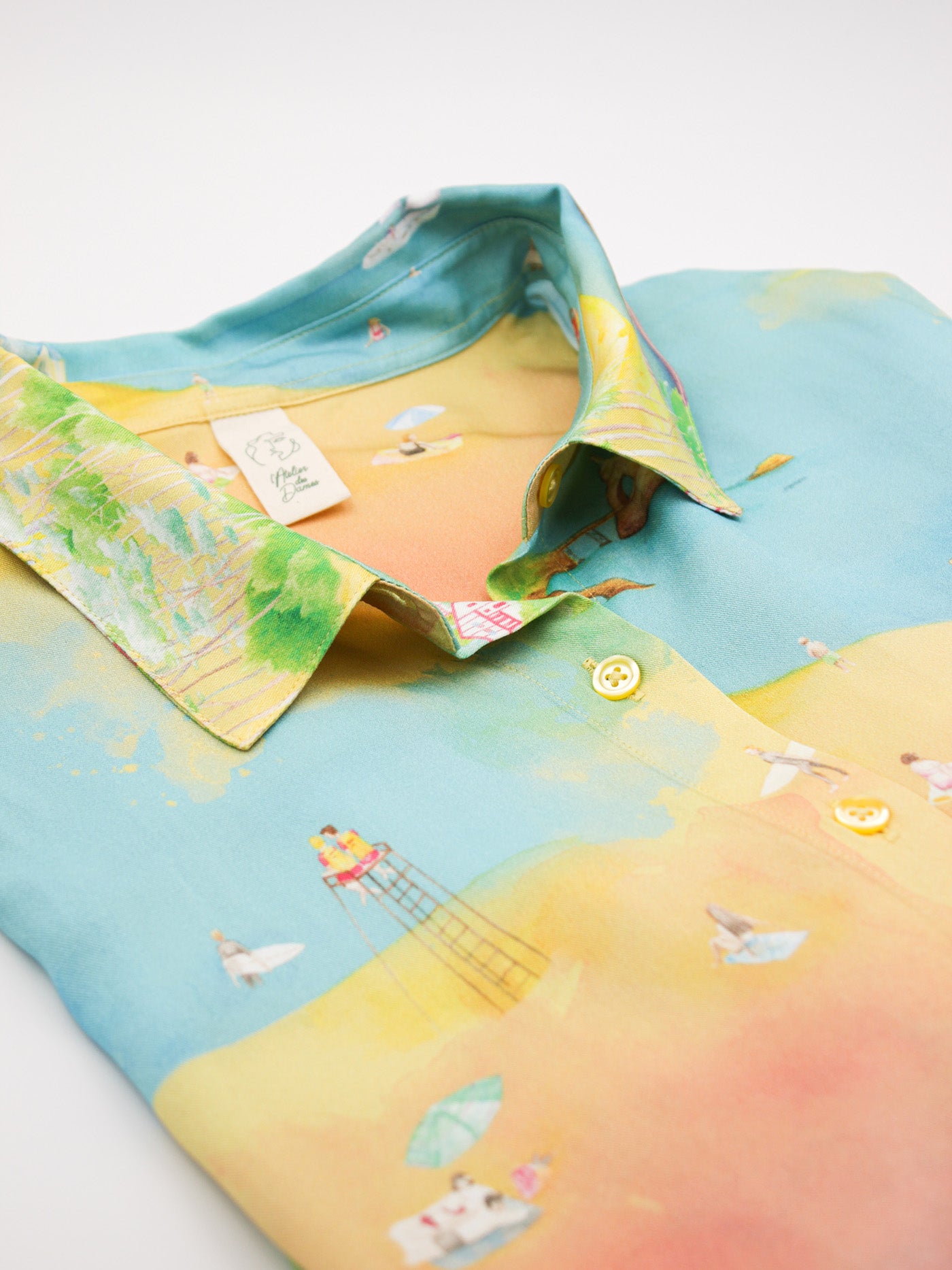 Chemise manches courtes motif paysage coloré Escale Océane - L'Atelier des Dames