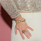 Bracelet scarabée doré - gamme MANON - laiton doré à l’or fin - photo shooting - accumulation de bijoux - nouvelle collection 23FW - l’Atelier des Dames