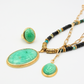 Sélection bijoux scarabées - gamme CORALIE - pierres naturelles : chrysoprase - accumulation de bijoux - nouvelle collection 23FW - l’Atelier des Dames