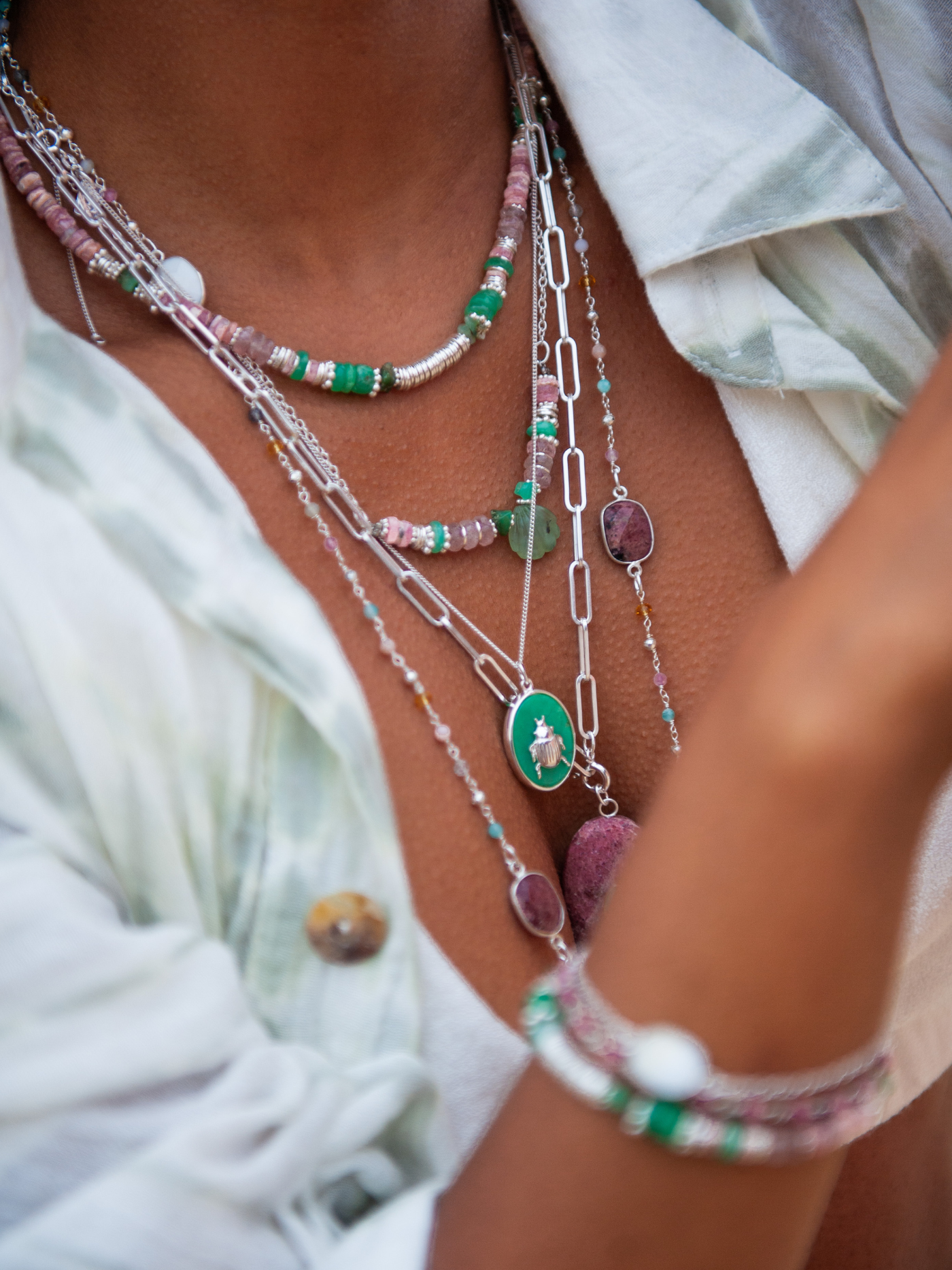 Heishi rhodonite necklace - LOUISE