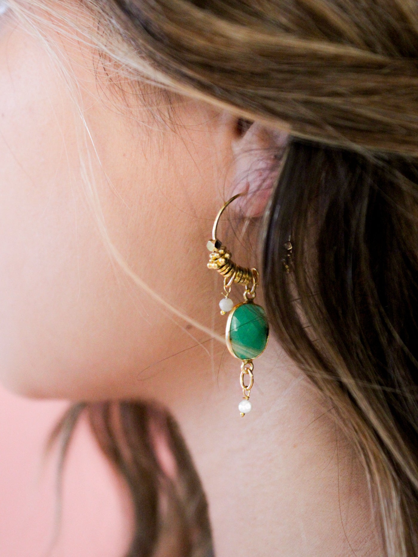 Stone hoop earrings - EMILIE