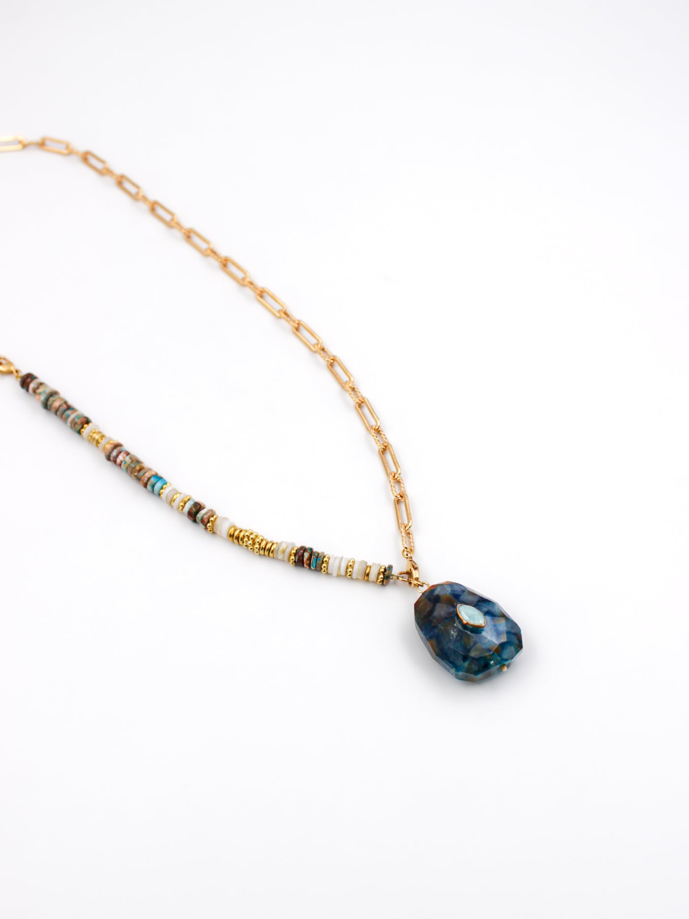 Aquaterra jasper bi-material necklace - CHARLOTTE
