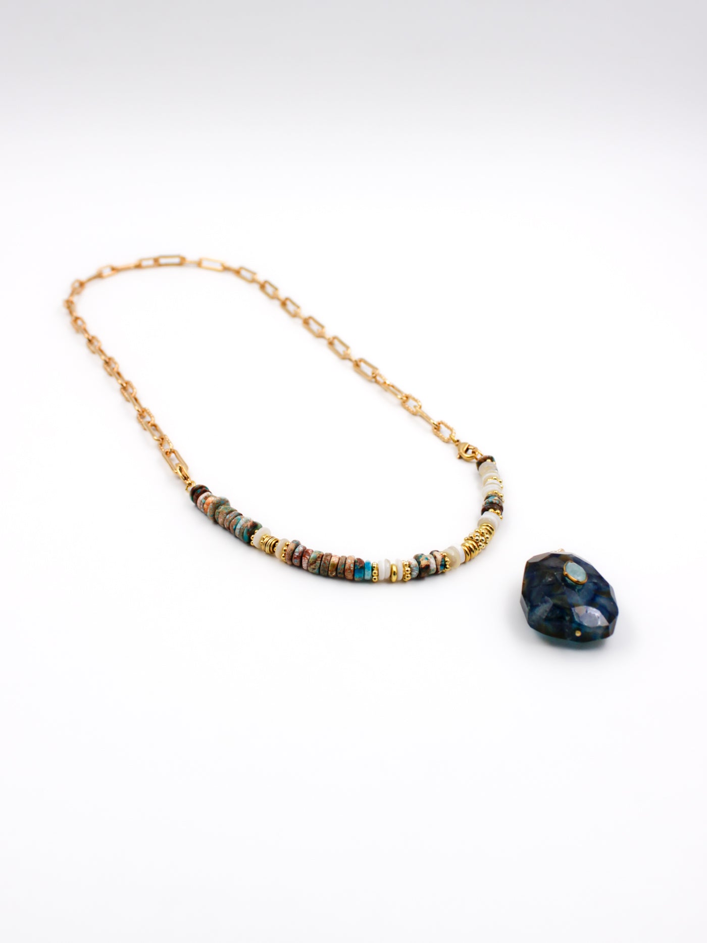 Aquaterra jasper bi-material necklace - CHARLOTTE