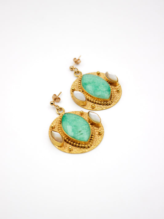 3 stone medallion earrings - EMILIE