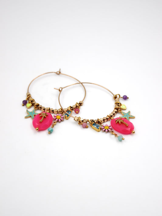Pink grigris hoop earrings - CARLA