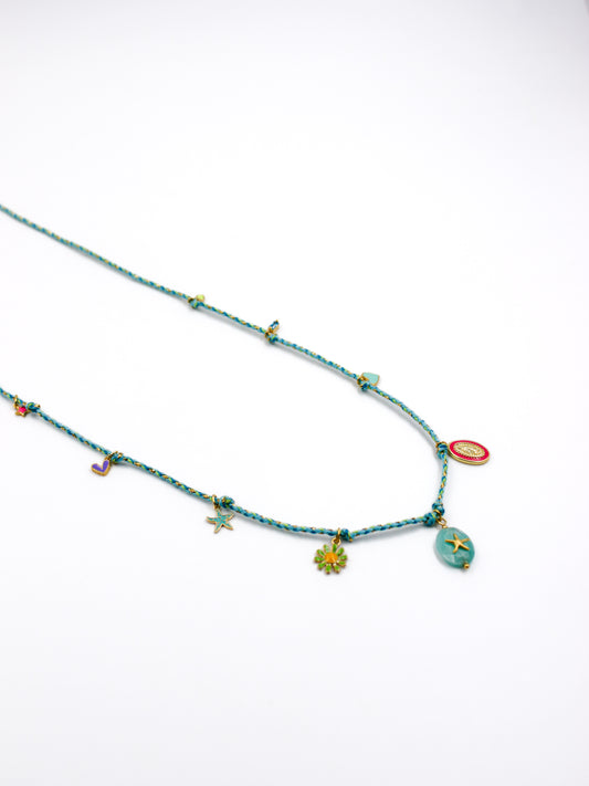 Blue grigri cord necklace - CARLA