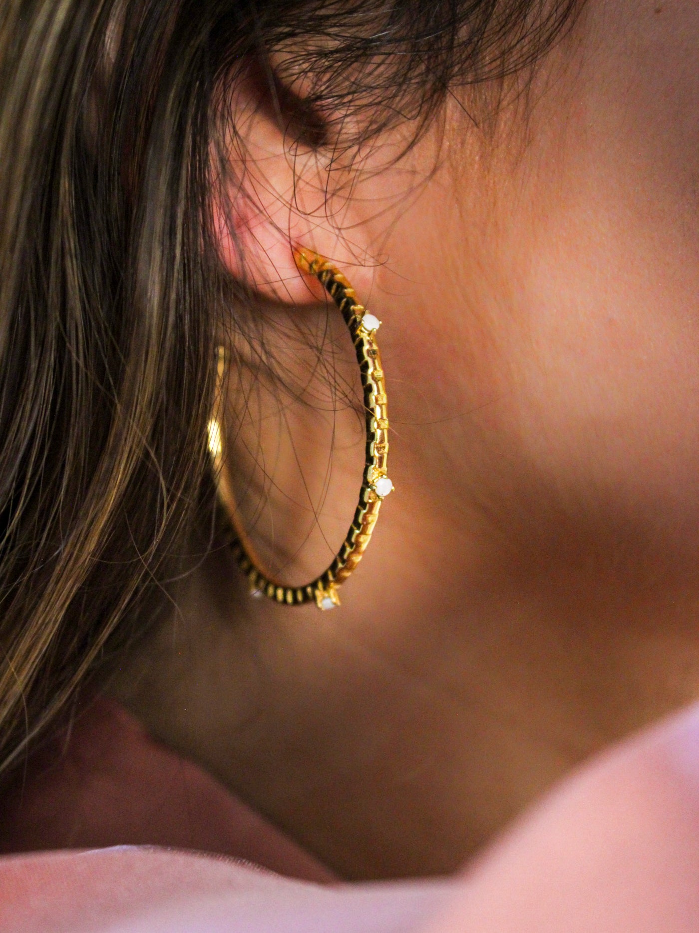 Rhinestone hoop earrings - EVE