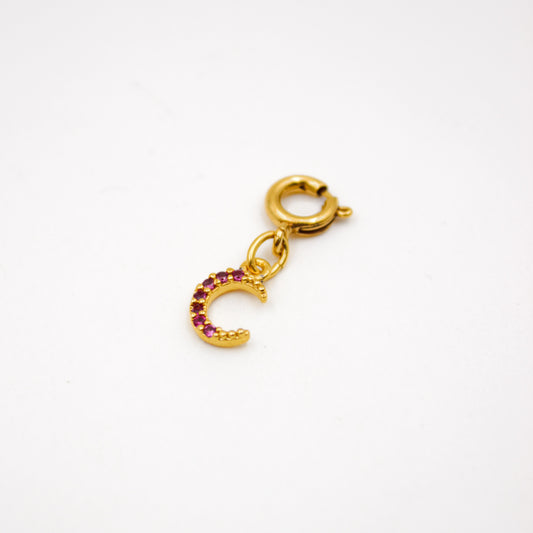 Charms lune strass rose - GRIGRI