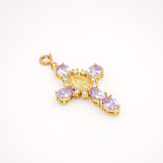 Charms croix et vierge violet - GRIGRI