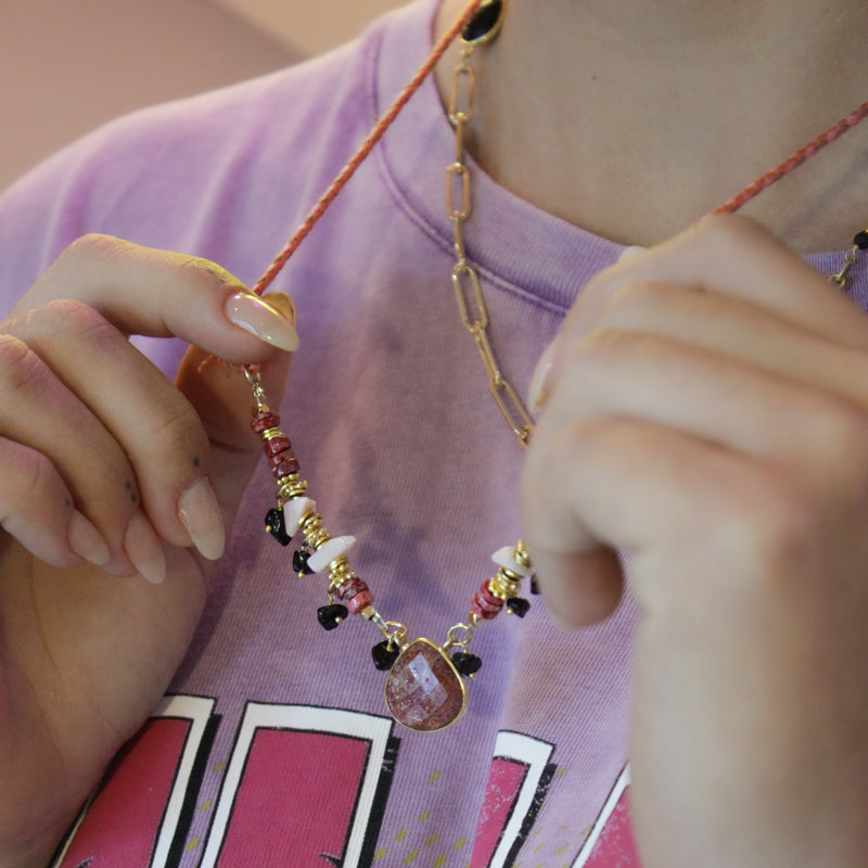 Collier long cordon et pierres - CHRISTELLE