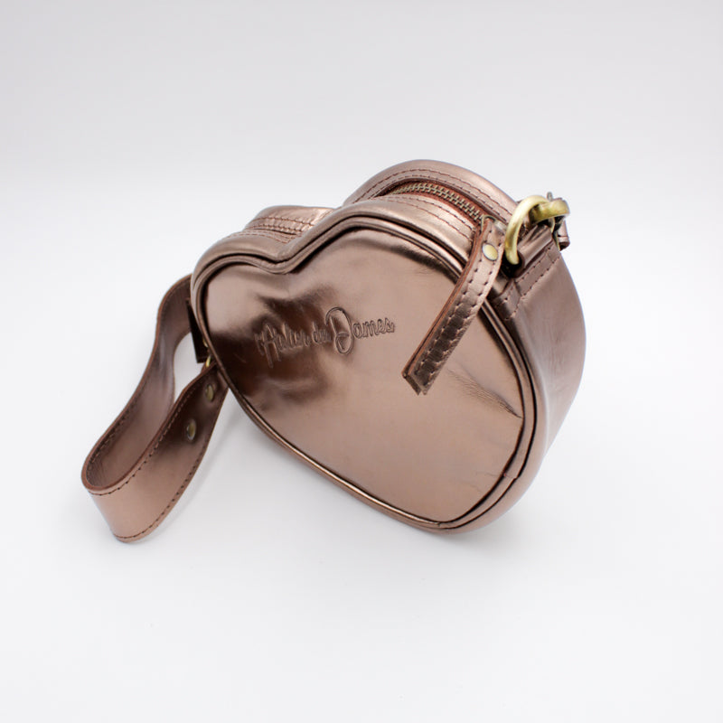 Sac coeur bronze en cuir recyclé - VALENTINE