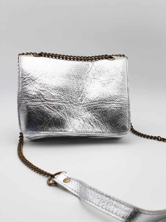 Small leather bag with gussets - YVETTE