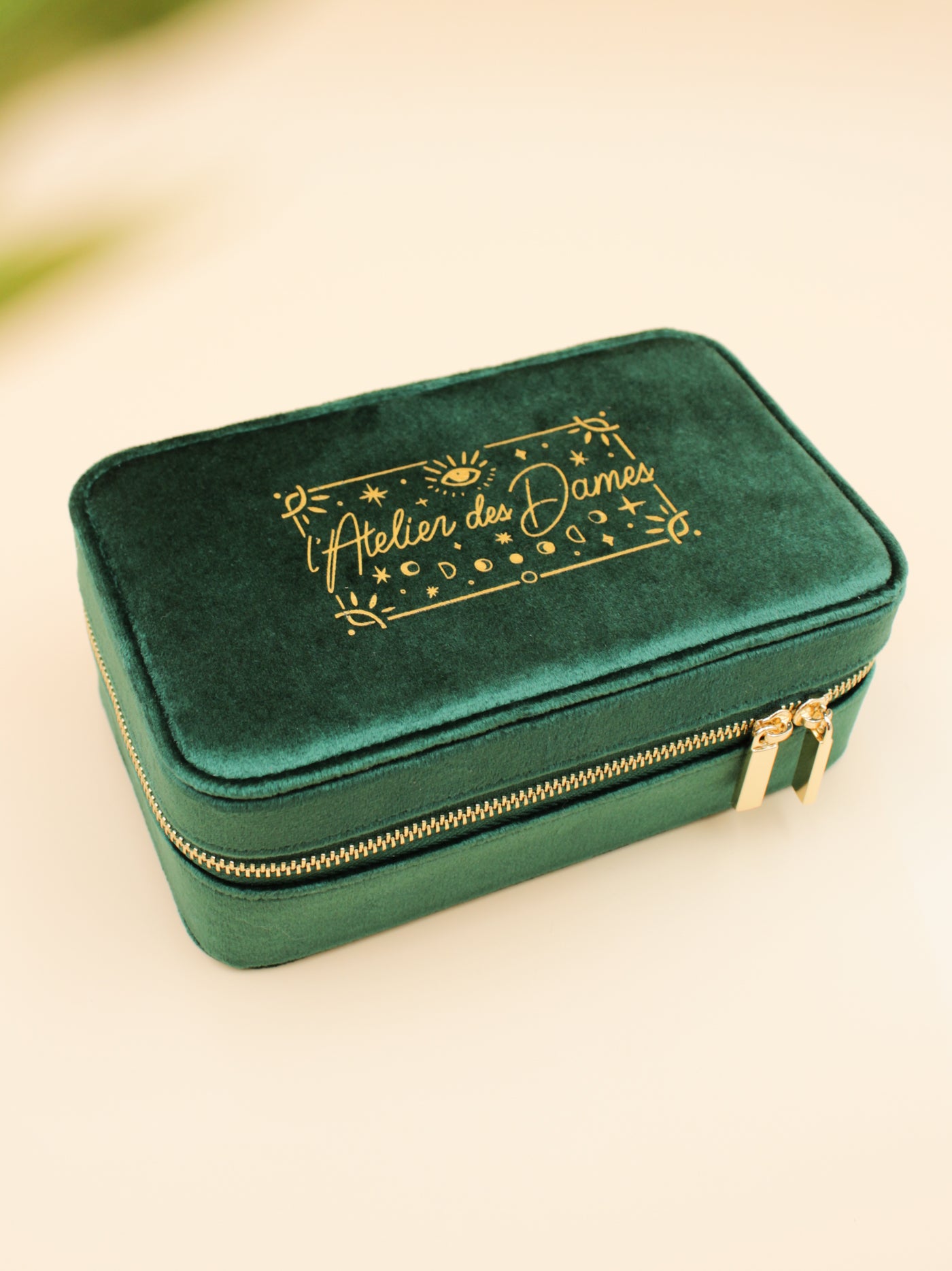 Boîte à bijoux en velours vert - l'Atelier des Dames