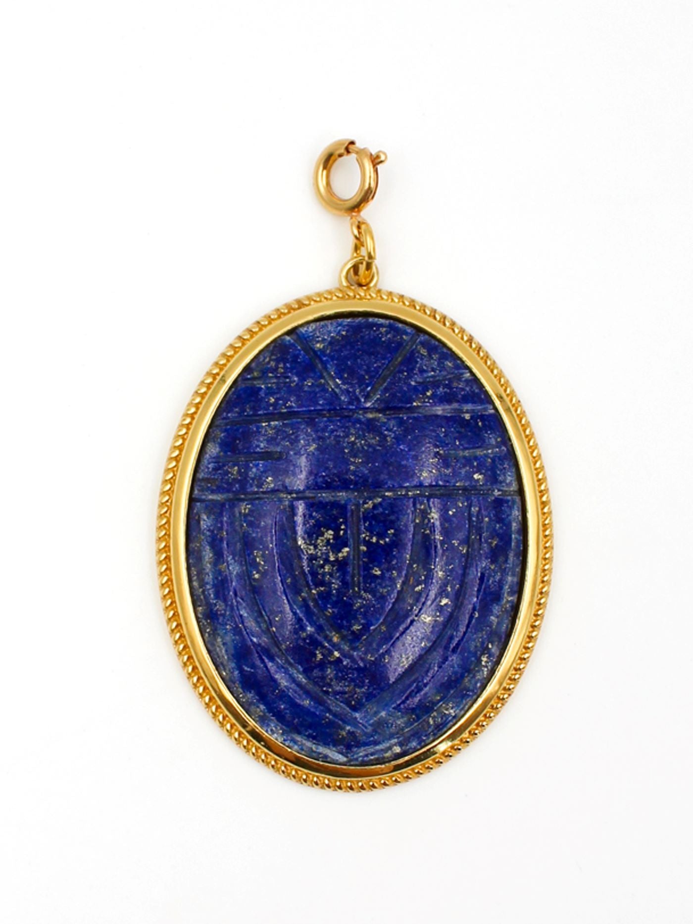Charm médaillon scarabée gravée XXL en lapis-lazuli