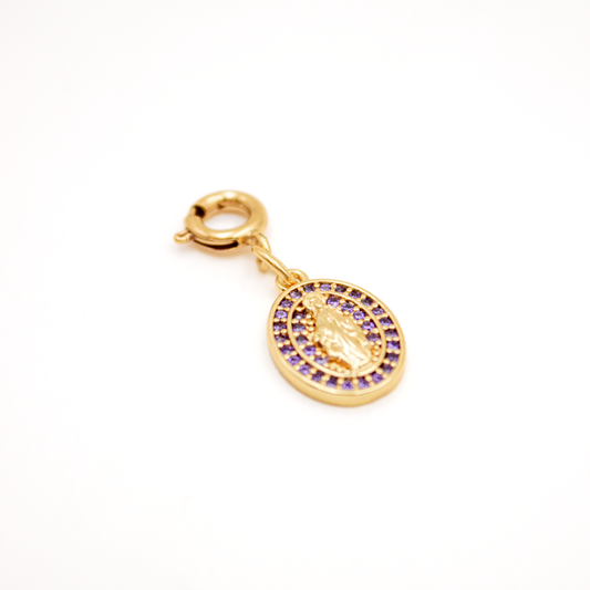 Charms madone strass violet - GRIGRI