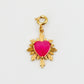Charm médaillon coeur ex voto en calcédoine rose de la gamme GRIGRI - L'Atelier des Dames