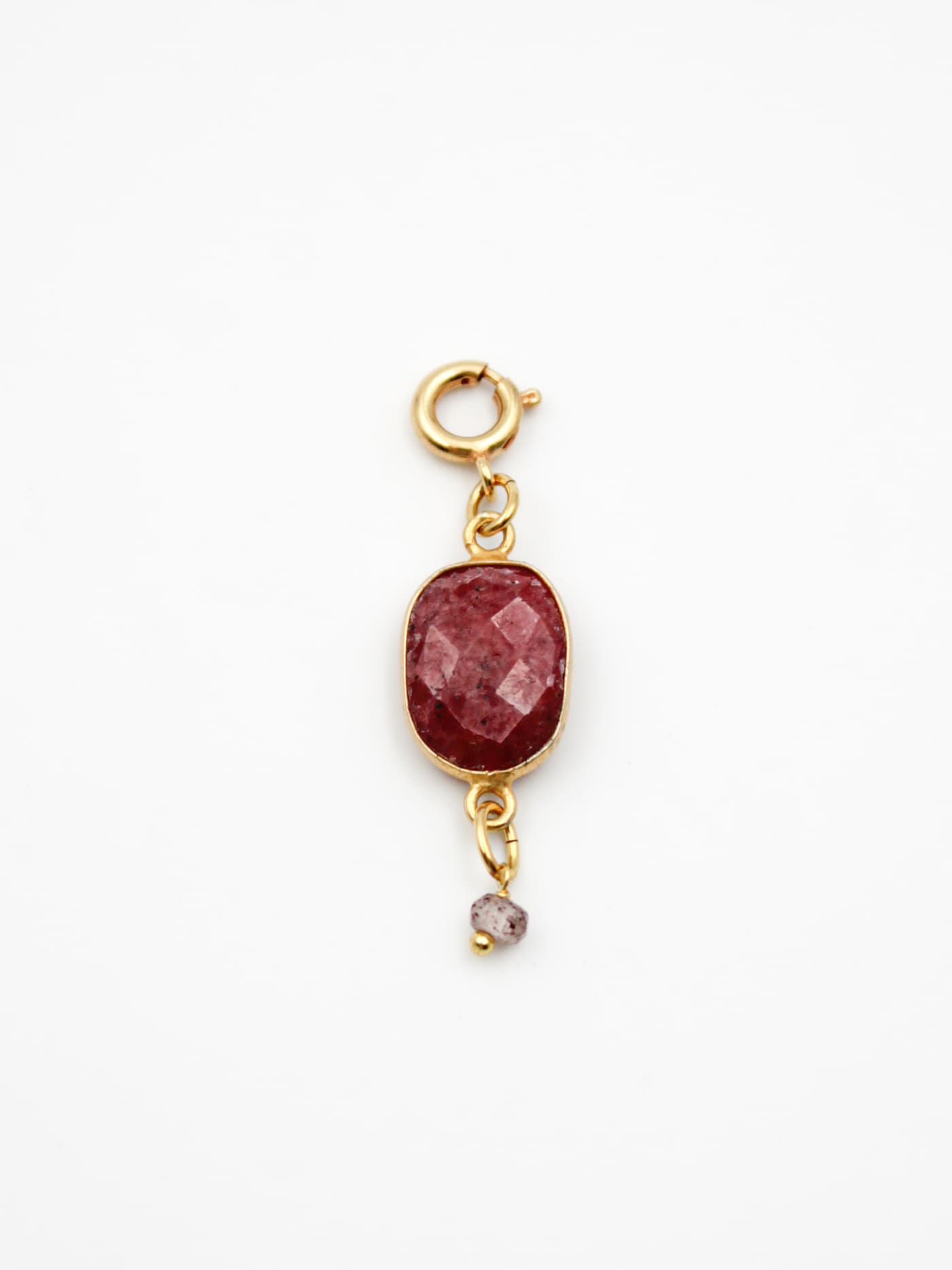 Bijoux dorés - Charm pierre en rhodonite - Gamme GRIGRI - L'Atelier des Dames 