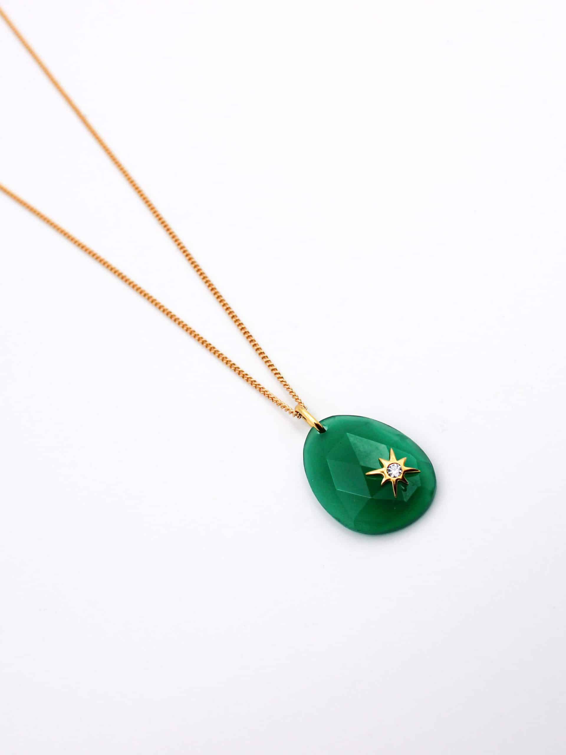 Collier pierre étoile onyx vert STELLA - L'Atelier des Dames