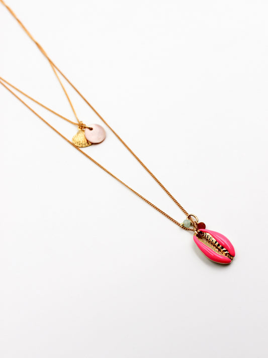 Collier double grigri - Rose