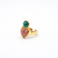 Bague cœur - gamme ALBA - pierres naturelles : quartz fraise, onyx vert - nouvelle collection 23FW - l’Atelier des Dames
