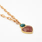 Collier long cœur - gamme ALBA - pierres naturelles : quartz fraise, onyx vert - nouvelle collection 23FW - l’Atelier des Dames