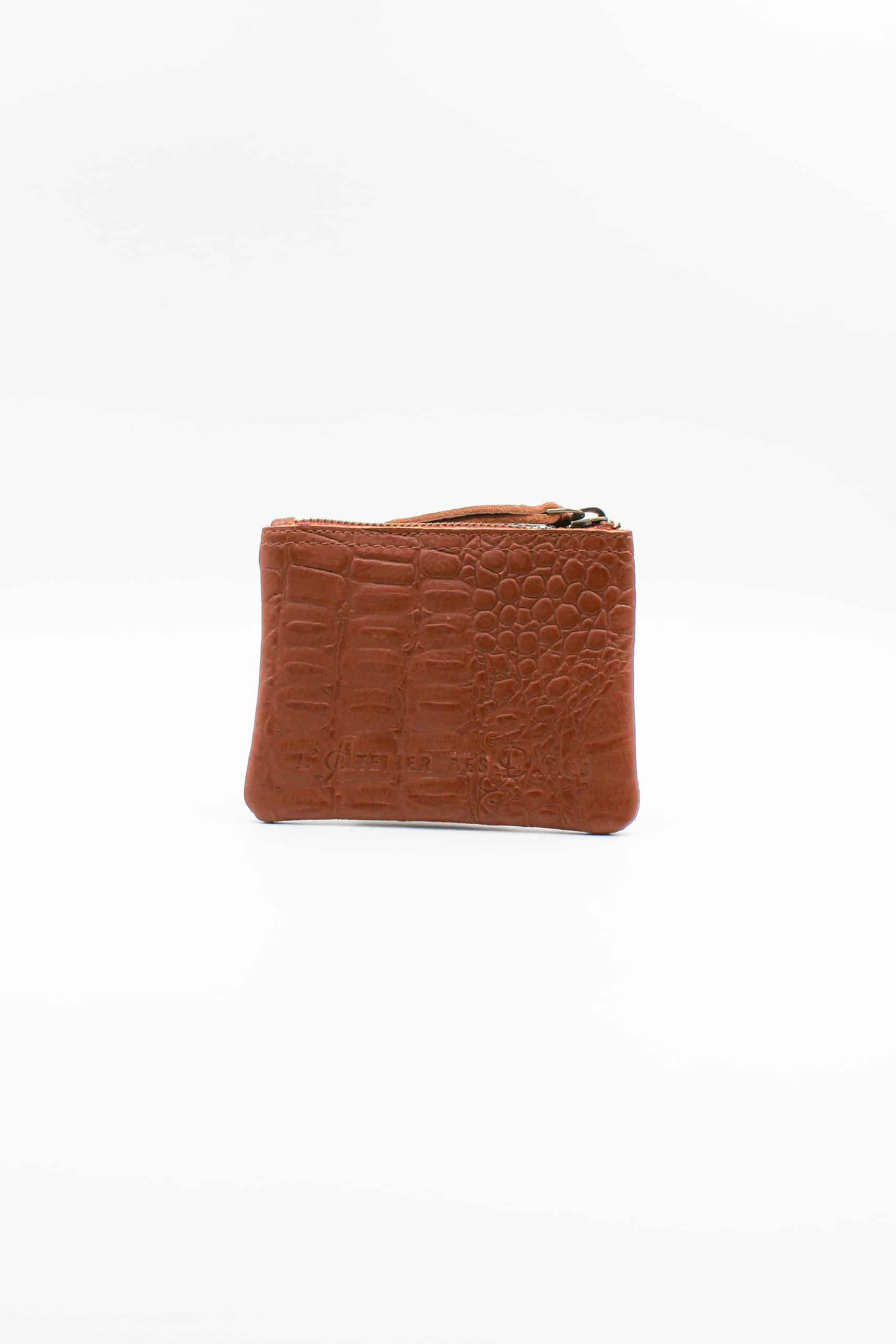 Porte-monnaie en cuir marron croco - DOLLY