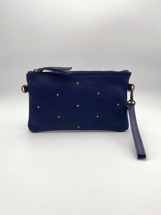 Small navy blue leather pouch - Purple